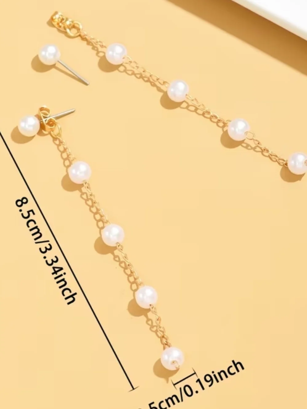 Gold Tone Chain Pearl Drop Earrings - Women Jewelry